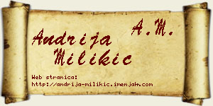 Andrija Milikić vizit kartica